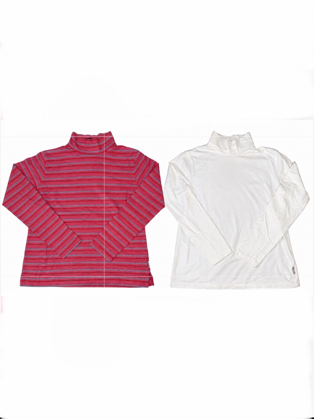 Woolrich 2pc Mock Neck Top Bundle Medium Striped White Cotton Stretch